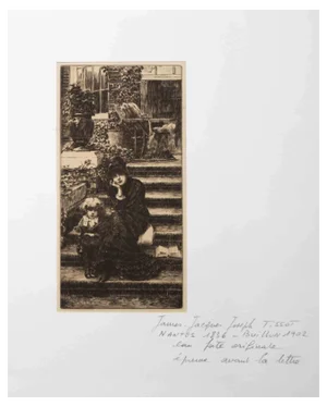 James Tissot, Girl and Child, Original Etching, Late 19th Century
