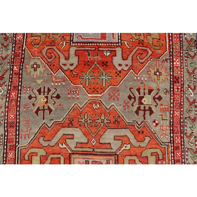 Antique Caucasian Kazak Rug With Bold Geometric Medallion Design 4'4 X 8'1 For Sale - Image 10 of 13