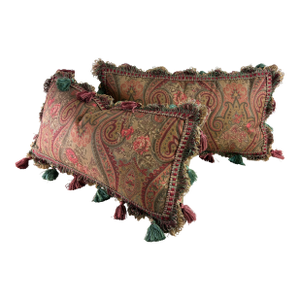 Ralph Lauren Handsome Tasseled Paisley Lumbar Pillows/Pair