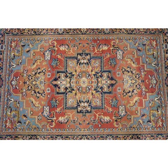 Vintage Belgian Oriental 100% Wool Floral Rug Runner Carpet Mat 46" X 65" For Sale - Image 4 of 13