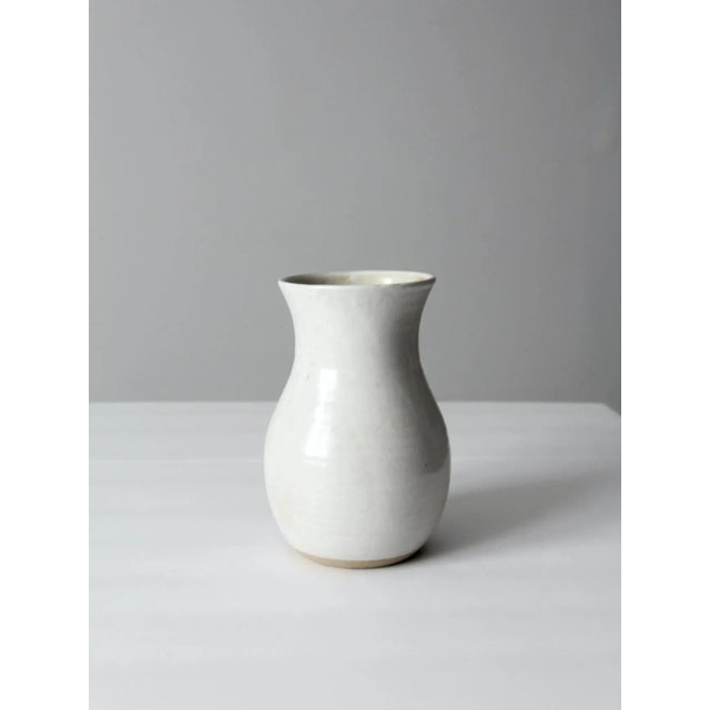 Contemporary Vintage White Studio Pottery Vase For Sale - Image 3 of 10