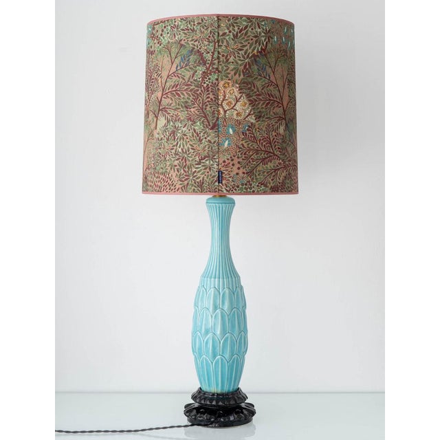 Metal Tall Vintage Casa Pupo Turquoise Botanical Ceramic Table Lamp, 1960s For Sale - Image 7 of 18