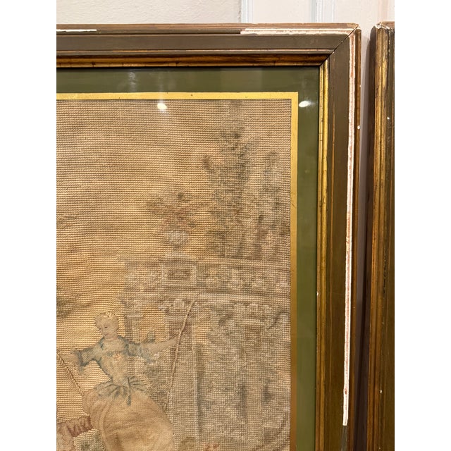 Pair of 19th-Century Figural Needlepoint & Petit Point Pastoral Panels For Sale - Image 16 of 16