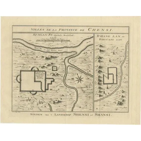 Mid 18th Century Antique Map of Cities in the Province of Shanxi in China, 1749 For Sale - Image 5 of 5