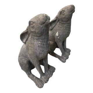 A Pair of Vintage Cast Iron "Moon Gazing" Hares For Sale