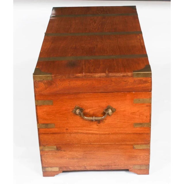 Wood Antique Military Chest in Teak, 19th Century For Sale - Image 7 of 14