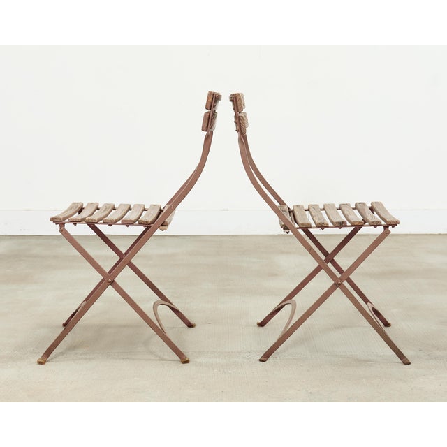 Oyster Gray Set of Ten French Folding Iron Bistro Dining Chairs For Sale - Image 8 of 18