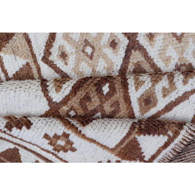 Vintage Turkish Tulu Runner With Ivory Field and Camel Diamond Pattern 2'8" X 13'6" For Sale - Image 10 of 11