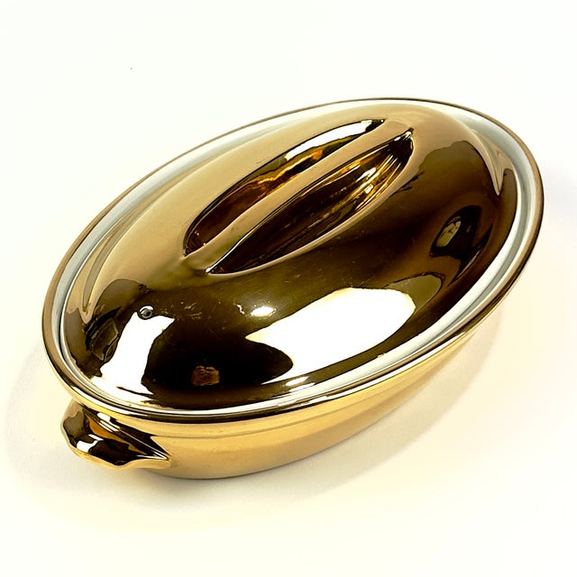 Stunning Vintage Mid-Century Modern Gold Lusterware Covered Casserole Dish by Royal Worcester, Made in England For Sale - Image 9 of 15