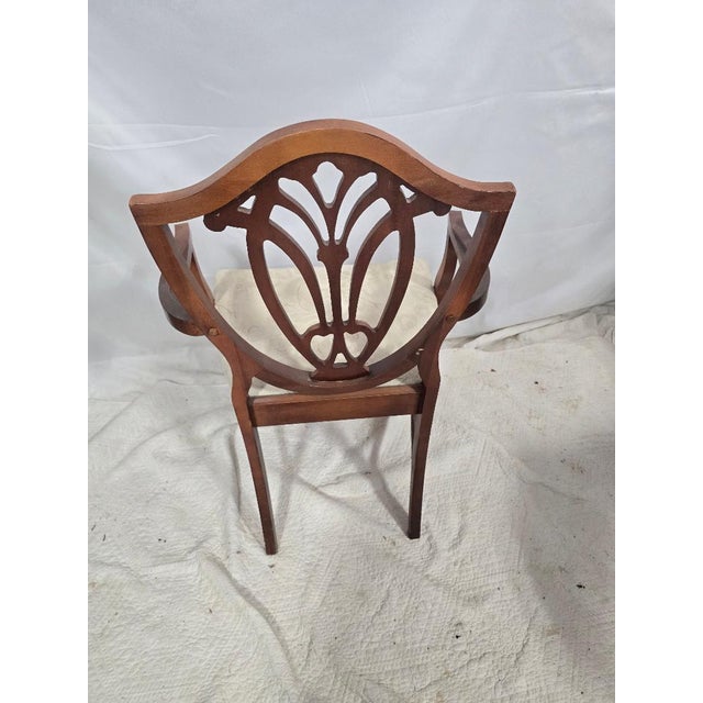 Late 20th Century Hepplewhite Style Mahogany Shield Back Armchair With Upholstered Seat For Sale - Image 4 of 6