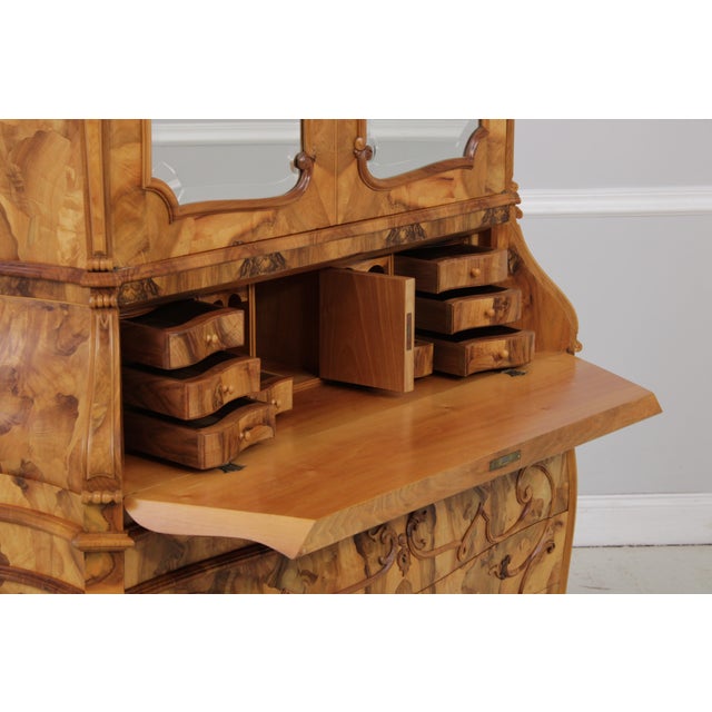 Vintage Italian Olive Wood Secretary Desk For Sale In Philadelphia - Image 6 of 18