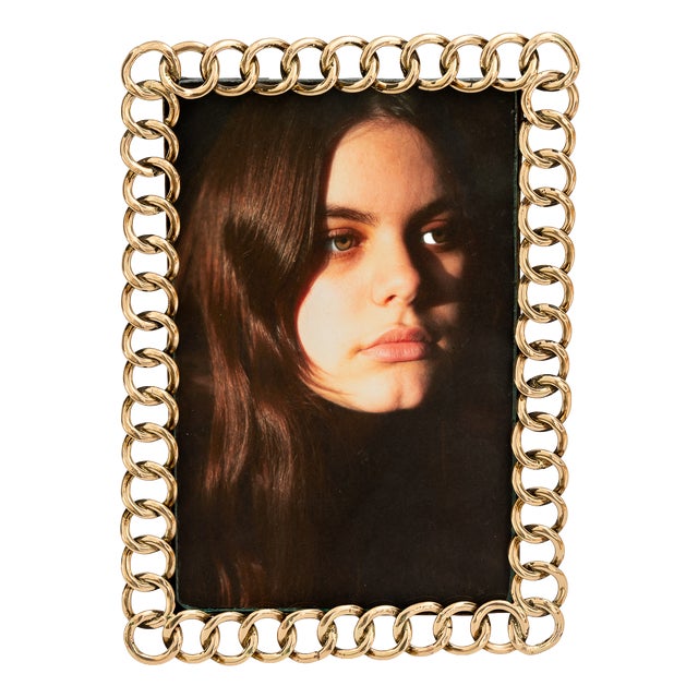 Art Deco Brass Picture Frame with Glass, 1920s For Sale