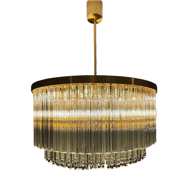 Murano Glass Chandelier with Clear Triedo Glass by Simoeng For Sale