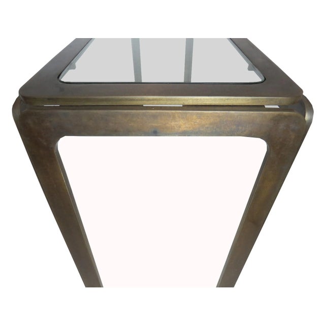 Metal Vintage Bronze and Glass Console Table Attributed to Roger Sprunger for Dunbar For Sale - Image 7 of 12