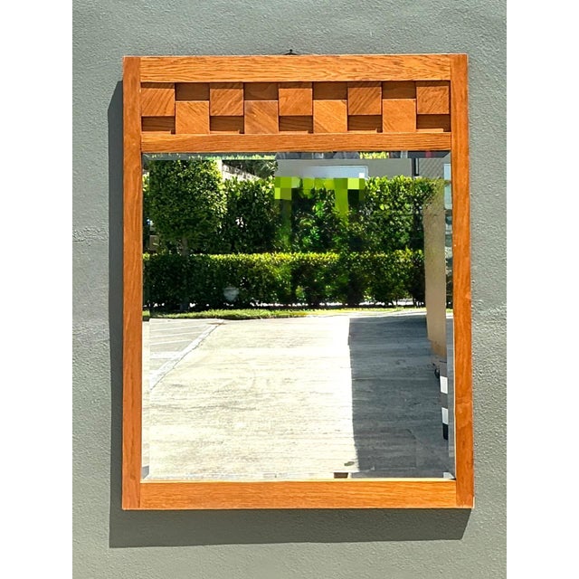 Lane Furniture Vintage Lane “Staccato” Geometric Wood Frame Mirror For Sale - Image 4 of 12