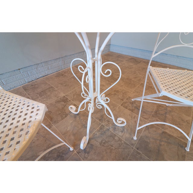 Vintage Mid-Century Wrought Iron Bistro Set, 3 Pieces For Sale - Image 11 of 11
