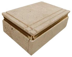 Rectangular Carved Travertine Box in the style of Fratelli Mannelli, Italy, 1970s