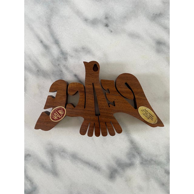 Vintage American Walnut Boho Hippie Peace Plaque For Sale - Image 4 of 7