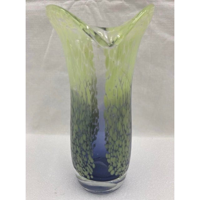 Purple Murano-Style Art Glass Vases – Purple & Chartreuse Green - Pair For Sale - Image 8 of 12
