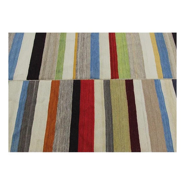 Handwoven Flatweave Scandinavian Style Persian Kilim Rug 3’4″ X 4’10” For Sale In Dallas - Image 6 of 9