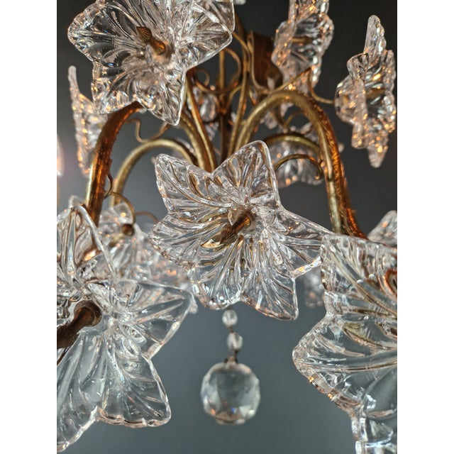 Vintage Lustre Flower Glass Brass Chandelier, Venice For Sale - Image 10 of 12