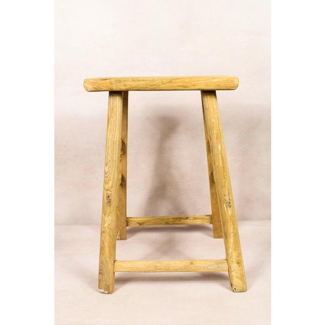 Vintage Rustic Stool in Elm For Sale - Image 5 of 5