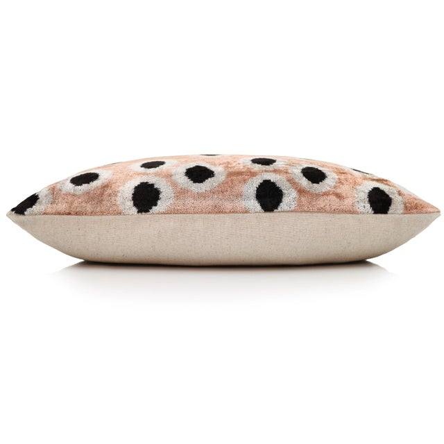 Mid-Century Modern Taupe Polka Dot Silk Velvet Lumbar Pillow 16x24 | Handmade Designer Accent Pillow For Sale - Image 3 of 8