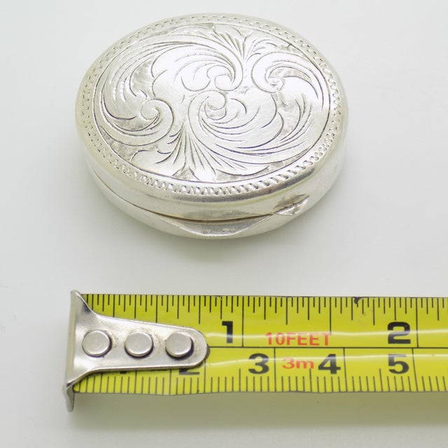 Vintage Italian Handmade Silver Chiseled Oval Box, 1970s For Sale - Image 10 of 11