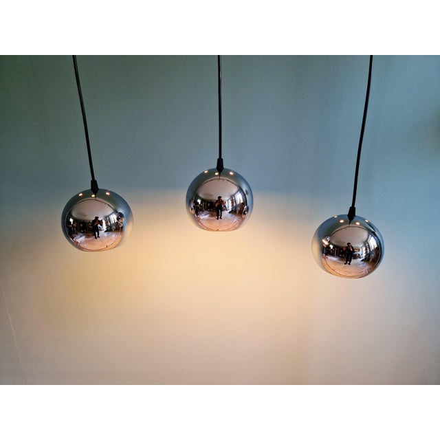 Space Age Eyeball Pendant Lights in Chromed Metal, 1970s, Set of 3 For Sale - Image 9 of 16