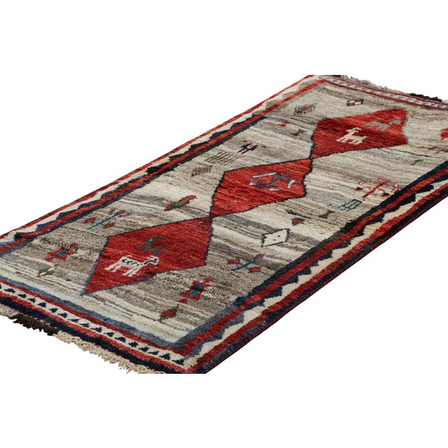 Rug & Kilim Vintage Gabbeh Persian Rug in Red and Gray With Animals Pictorials - Rug & Kilim For Sale - Image 4 of 7