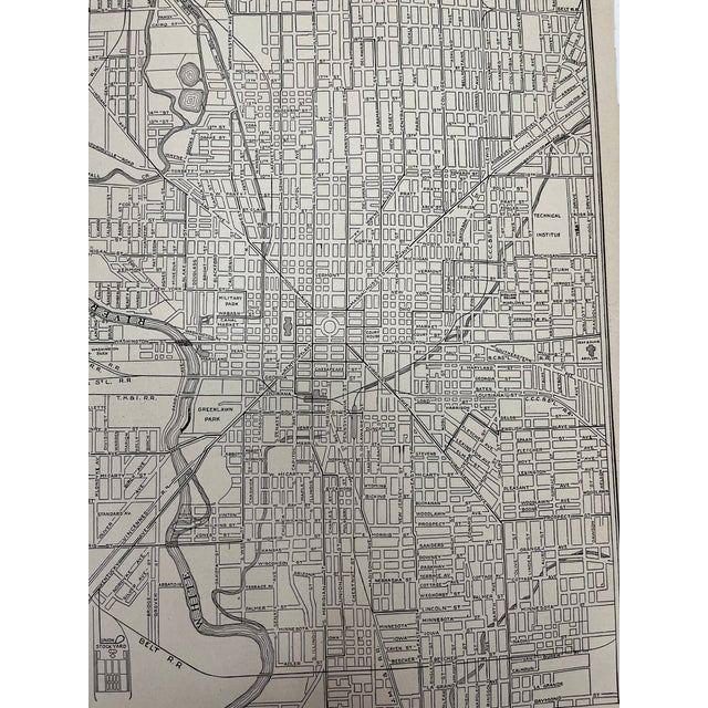 American Antique 1920s Indianapolis Indiana City Map For Sale - Image 3 of 4