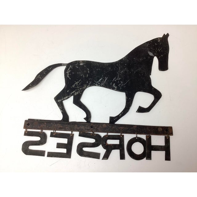 Late 19th Century Antique Folk Art Hand Cut Sheet Metal Horses Sign For Sale - Image 5 of 6