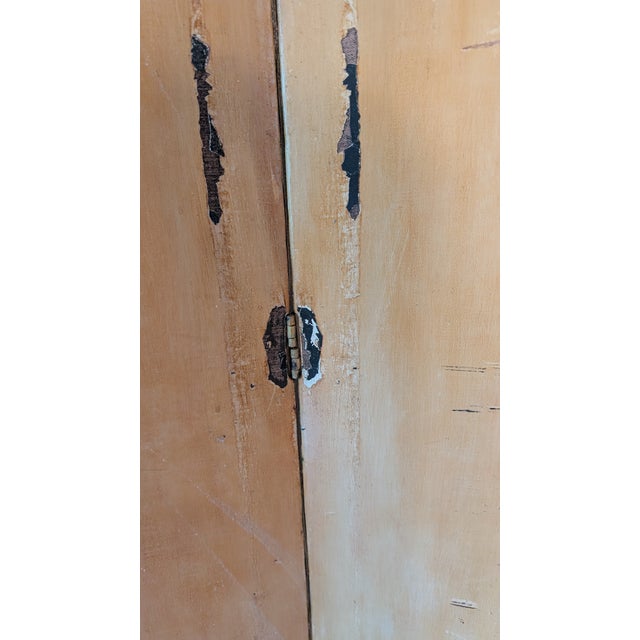 1940s Antique 3-Panel Gold Hand-Painted Decorative Room Divider/ Screen & Art Work For Sale - Image 12 of 12