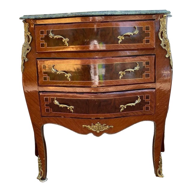 Mid 19th Century French 3 Drawer Bombe Chest For Sale