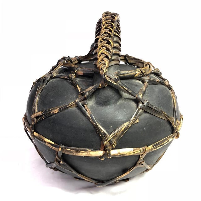 1960s Primitive African Tribe Earthenware Weaved Clay Water Pitcher For Sale - Image 5 of 12