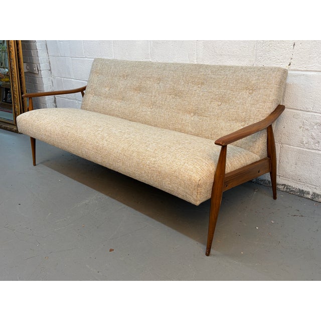 Mid-Century Modern Vintage Sculpted Scandinavian Tufted Sofa For Sale - Image 3 of 11