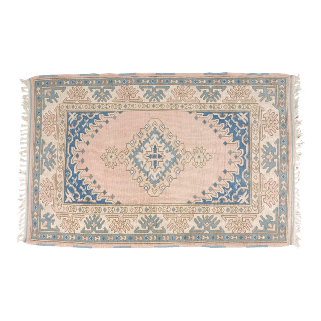 Soft Pink Anatolian Vintage Rug For Sale