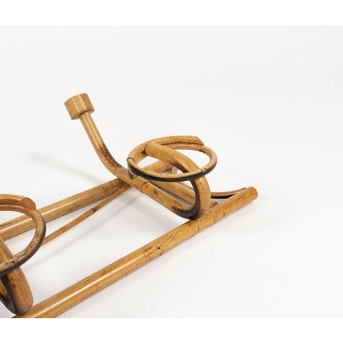Mid-Century Wall Coat Rack in Bamboo and Rattan, Italy, 1960s For Sale - Image 12 of 14