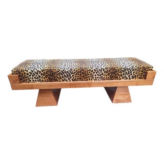 Bench with Pyramid Legs and Animalier Fabric from Artigianato Italiano, 2000s For Sale