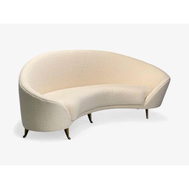 Federico Munari Italian Modern White Boucle & Bronze Sofa, Italy, 1950s For Sale In New York - Image 6 of 11