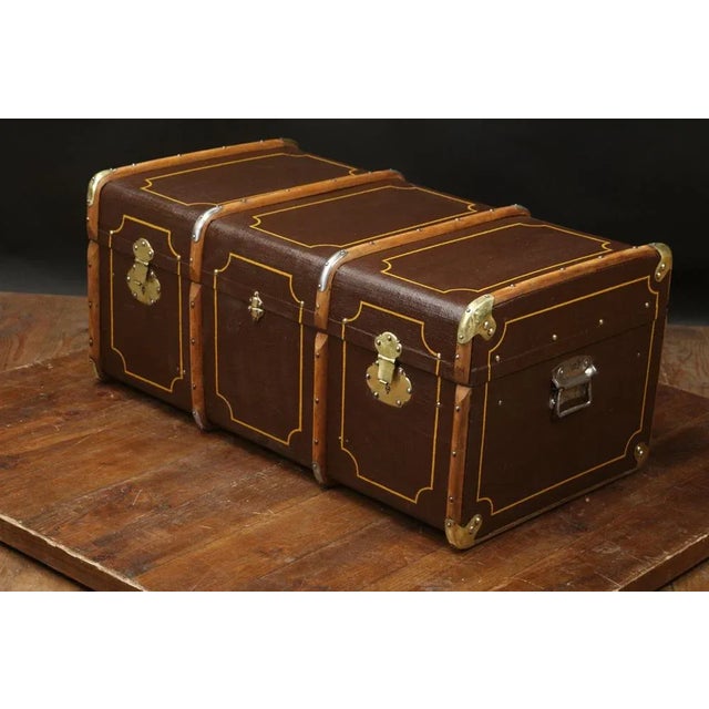 Vintage Brown Curved Trunk For Sale - Image 6 of 7