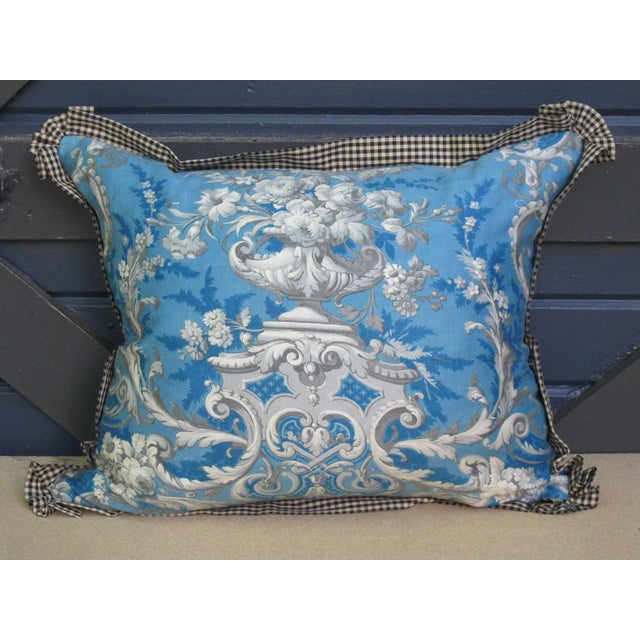 2020s Blue Pillow Made with Antique Fabric For Sale - Image 5 of 5