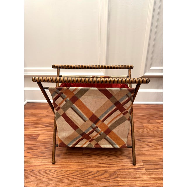 Vintage Mid-Century Modern Boho Chic Collapsible Sewing Basket/Magazine Rack For Sale In Houston - Image 6 of 12