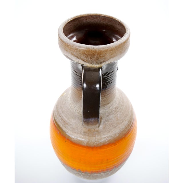 Large Mid-Century West German Porcelain Vase, Orange, Beige & Brown, 18" Tall For Sale - Image 4 of 11