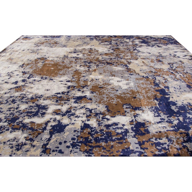 21st Century Modern Abstract Wool & Silk Rug 12 X 15 For Sale In New York - Image 6 of 11