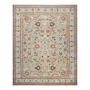 Antique Persian Tabriz Wool 10x13 Tan & Rust Handmade Area Rug #1142903