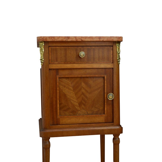 Antique French Mahogany Bedside Cabinets with Marble Tops, 1900, Set of 2 For Sale - Image 14 of 16