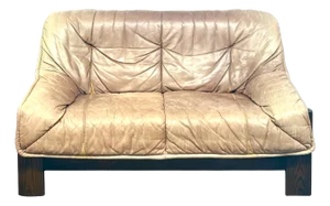 1960s Vintage Leather Two Seat Sofa in the Style of Percival Lafer