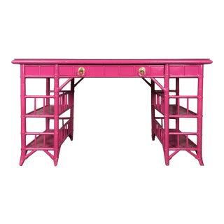 1970s Baker Milling Road Faux Bamboo Writing Desk For Sale