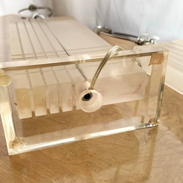Art Deco Rectangular Lucite Table Lamps - A Pair For Sale In Miami - Image 6 of 10